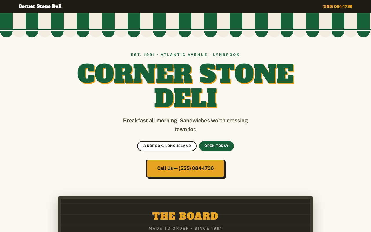 Preview of Corner Stone Deli website