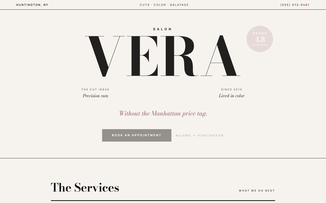 Salon Vera demo website