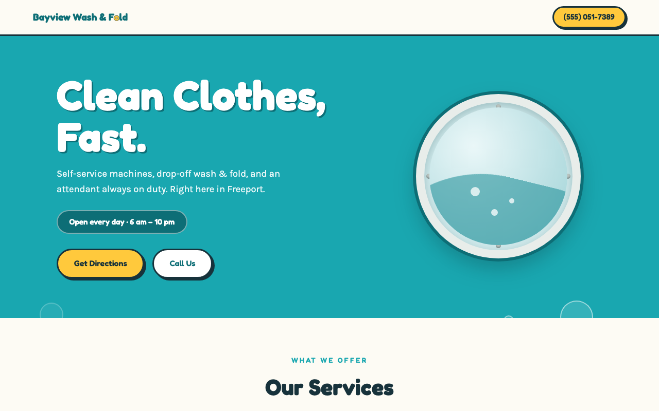 Preview of Bayview Wash & Fold website