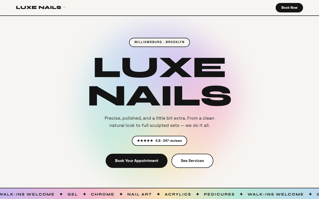 Luxe Nails demo website